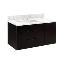 Dita 42" Wall Mounted Single Basin Vanity Set with Cabinet, Vanity Top, and Offset Rectangular Undermount Sink - 8" Faucet Holes