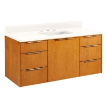 Dita 48" Wall Mounted Single Basin Vanity Set with Poplar Cabinet, Quartz Vanity Top, and Undermount Sink