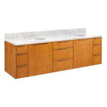Dita 72" Wall Mounted Double Basin Vanity Set with Poplar Cabinet, Marble Vanity Top, and Undermount Sink