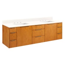 Dita 72" Wall Mounted Double Basin Vanity Set with Poplar Cabinet, Marble Vanity Top, and Undermount Sink