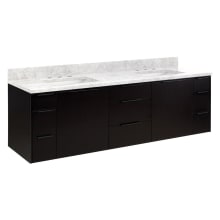 Dita 72" Wall-Mount Double Basin Vanity Set with Cabinet, Vanity Top, and Rectangular Undermount Sinks - 8" Faucet Holes