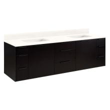 Dita 72" Wall-Mount Double Basin Vanity Set with Cabinet, Vanity Top, and Rectangular Undermount Sinks - No Faucet Holes
