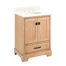 Quen 24" Freestanding Single Basin Vanity Set with Cabinet, Vanity Top, and Oval Undermount Sink - 8" Faucet Holes
