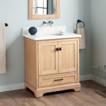 Quen 30" Freestanding Single Basin Vanity Set with Cabinet, Vanity Top, and Oval Undermount Sink - No Faucet Holes
