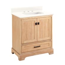 Quen 30" Freestanding Single Basin Vanity Set with Cabinet, Vanity Top, and Rectangular Undermount Sink - 8" Faucet Holes