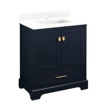 Quen 30" Freestanding Single Basin Vanity Set with Cabinet, Vanity Top, and Rectangular Undermount Sink - Single Faucet Hole