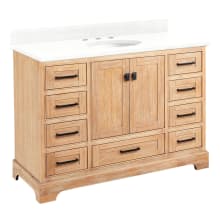 Quen 48" Freestanding Single Basin Vanity Set with Cabinet, Vanity Top, and Oval Undermount Sink - 8" Faucet Holes