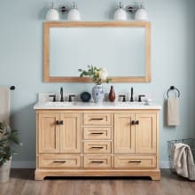Quen 60" Freestanding Double Basin Vanity Set with Cabinet, Vanity Top, and Rectangular Undermount Sinks - 8" Faucet Holes