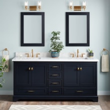 Quen 72" Freestanding Double Basin Vanity Set with Cabinet, Vanity Top, and Rectangular Undermount Sinks - 8" Faucet Holes