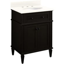 Elmdale 24" Freestanding Mahogany Single Basin Vanity Set with Cabinet, Vanity Top, and Oval Undermount Sink - 8" Faucet Holes