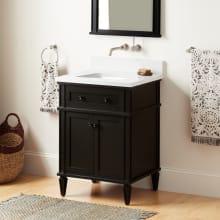 Elmdale 24" Freestanding Mahogany Single Basin Vanity Set with Cabinet, Vanity Top, and Rectangular Undermount Sink - No Faucet Holes