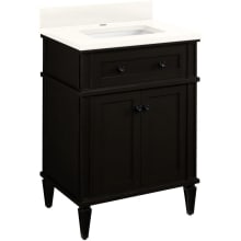 Elmdale 24" Free Standing Single Basin Vanity Set with Mahogany Cabinet, Wood Vanity Top, and Porcelain Undermount Sink - Single Faucet Hole
