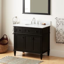 Elmdale 36" Freestanding Mahogany Single Basin Vanity Set with Cabinet, Vanity Top, and Oval Undermount Sink - 8" Faucet Holes