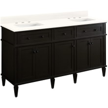 Elmdale 60" Free Standing Double Basin Vanity Set with Mahogany Cabinet, Wood Vanity Top, and Porcelain Undermount Sink - 8" Faucet Holes