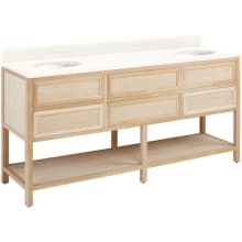 Robertson 72" Double Vanity Cabinet Set with Wood Cabinet, Quartz Vanity Top and Oval Undermount Sinks - No Faucet Holes