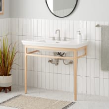 Olney 40" Vitreous China Console Sink with Wood Base and 3 Faucet Holes at 8" Centers