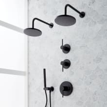 Lexia Thermostatic Shower System with Dual Rain Shower Head, Hand Shower, Hose, Valve Trim and Diverter - Rough In Included