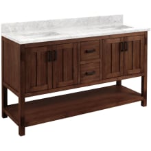 Morris 60" Double Vanity Cabinet Set with Wood Cabinet, Vanity Top and Rectangular - No Faucet Holes