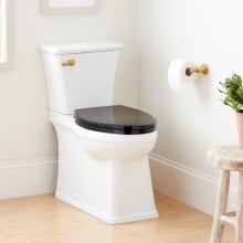 Benbrook 1.28 GPF Two Piece Skirted Elongated Toilet - Heavy Duty Black Seat Included