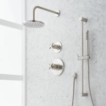 Vassor Shower System with Rain Shower Head, Slide Bar, Hand Shower, Hose, Valve Trim and Diverter - Rough In Included