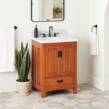 Maybeck 24" Freestanding Oak Single Basin Vanity Set with Cabinet, Vanity Top, and Oval Undermount Sink - 8" Faucet Holes