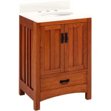 Maybeck 24" Freestanding Oak Single Basin Vanity Set with Cabinet, Vanity Top, and Oval Undermount Sink - 8" Faucet Holes
