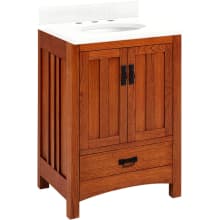 Maybeck 24" Freestanding Oak Single Basin Vanity Set with Cabinet, Vanity Top, and Oval Undermount Sink - 8" Faucet Holes