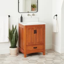 Maybeck 24" Freestanding Oak Single Basin Vanity Set with Cabinet, Vanity Top, and Rectangular Undermount Sink - No Faucet Holes