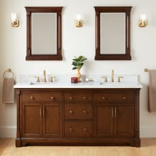 Claudia 72" Freestanding Mahogany Double Basin Vanity Set with Cabinet, Vanity Top, and Rectangular Undermount Sinks - 8" Widespread