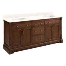 Claudia 72" Freestanding Mahogany Double Basin Vanity Set with Cabinet, Vanity Top, and Rectangular Undermount Sinks - Single Faucet Holes