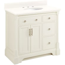 Claudia 36" Mahogany Single Basin Vanity Set with Cabinet, Vanity Top, and Oval Undermount Sink - 8" Faucet Holes