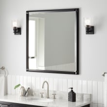 Holmesdale 36" x 34" Modern Rectangular Mahogany Framed Bathroom Wall Mirror