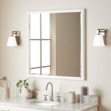 Holmesdale 36" x 34" Modern Rectangular Mahogany Framed Bathroom Wall Mirror
