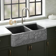 Finbrook 36" Farmhouse 60/40 Double Basin Chiseled Granite Kitchen Sink