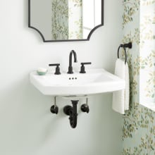 Pennfield 24" Vitreous China Wall-Mounted Bathroom Sink with Overflow and 3 Faucet Holes at 8" Centers