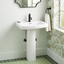 Pennfield 24" Vitreous China Pedestal Bathroom Sink with Overflow and Single Faucet Hole