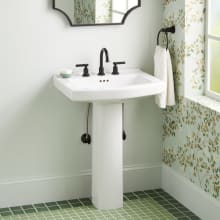 Pennfield 24" Vitreous China Pedestal Bathroom Sink with Overflow and 3 Faucet Holes at 8" Centers