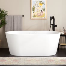 Eden 63" Acrylic Soaking Freestanding Tub with Integrated Drain and Overflow and Foam Insulation