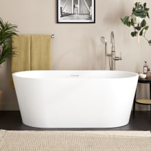 Eden 59" Acrylic Soaking Freestanding Tub with Integrated Drain and Overflow and Foam Insulation