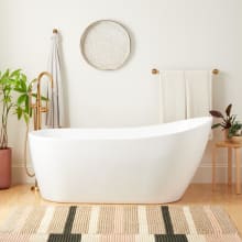 Sheba 66" Acrylic Soaking Slipper Freestanding Tub with Integrated Drain and Overflow and Foam Insulation