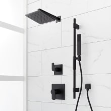 Hibiscus Pressure Balanced Shower System with Shower Head, Hand Shower, Slide Bar, Shower Arm, Hose, and Valve Trim