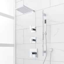 Hibiscus Thermostatic Shower System with Shower Head, Hand Shower, Slide Bar, Shower Arm, Hose, and Valve Trim