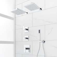 Hibiscus Thermostatic Shower System with Dual Shower Head, Hand Shower, Shower Arm, Hose, and Valve Trim