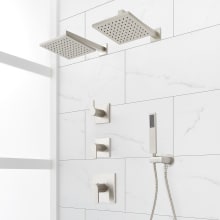 Hibiscus Thermostatic Shower System with Dual Shower Head, Hand Shower, Shower Arm, Hose, and Valve Trim