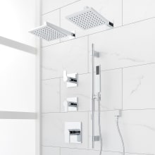 Hibiscus Thermostatic Shower System with Dual Shower Head, Hand Shower, Slide Bar, Shower Arm, Hose, and Valve Trim