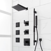 Hibiscus Thermostatic Shower System with Shower Head, Hand Shower, Slide Bar, Bodysprays, Shower Arm, Hose, and Valve Trim