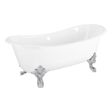 Lena 67" Cast Iron Soaking Clawfoot Tub with Pre-Drilled Overflow Hole - Less Drain