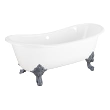 Lena 67" Free Standing Cast Iron Clawfoot Soaking Tub, Drain Included