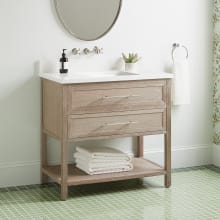 Robertson 36" Freestanding Mahogany Single Basin Vanity Set with Cabinet, Vanity Top, and Rectangular Undermount Sink - No Faucet Holes
