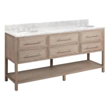 Robertson 72" Freestanding Mahogany Double Basin Vanity Set with Cabinet, Vanity Top, and Oval Undermount Sinks - 8" Faucet Holes